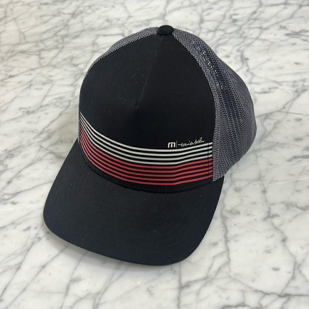 Travis Mathew Stripe Flex Fit Hat - Gray Size: L/… - image 2